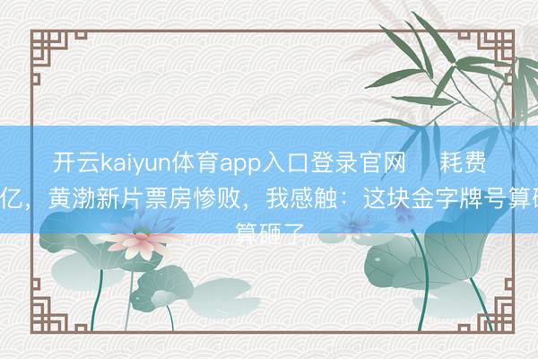 开云kaiyun体育app入口登录官网 ‍耗费超2亿，黄渤新片票房惨败，我感触：这块金字牌号算砸了