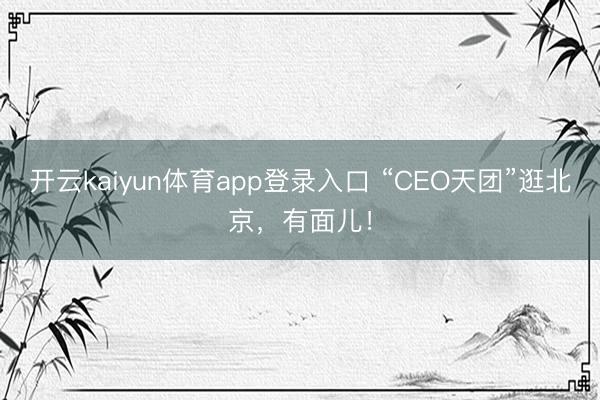 开云kaiyun体育app登录入口 “CEO天团”逛北京,有面儿!