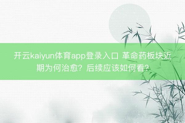 开云kaiyun体育app登录入口 革命药板块近期为何治愈?后续应该如何看?