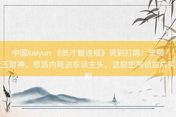 中国kaiyun 《低才智违规》笑到打鸣!笨贼抢玉财神、邪派内耗送东谈主头,这剧把刑侦拍成笑剧