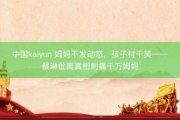 中国kaiyun 姆妈不发动怒，孩子材干笑——蔡琳仳离真相刺痛千万姆妈