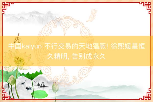 中国kaiyun 不行交易的天地猖厥! 徐熙媛星恒久精明， 告别成永久