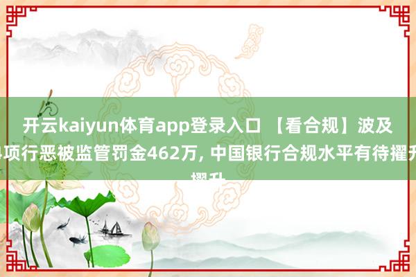 开云kaiyun体育app登录入口 【看合规】波及4项行恶被监管罚金462万, 中国银行合规水平有待擢升