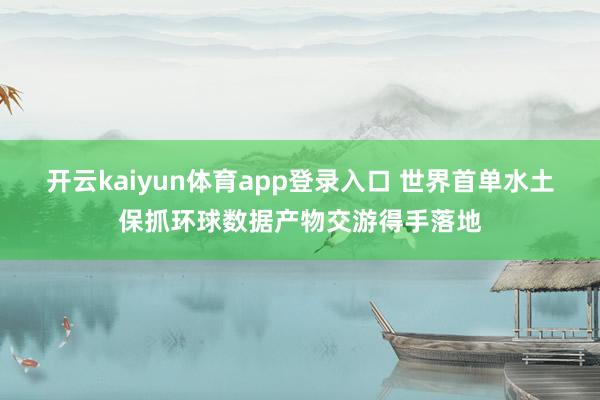 开云kaiyun体育app登录入口 世界首单水土保抓环球数据产物交游得手落地